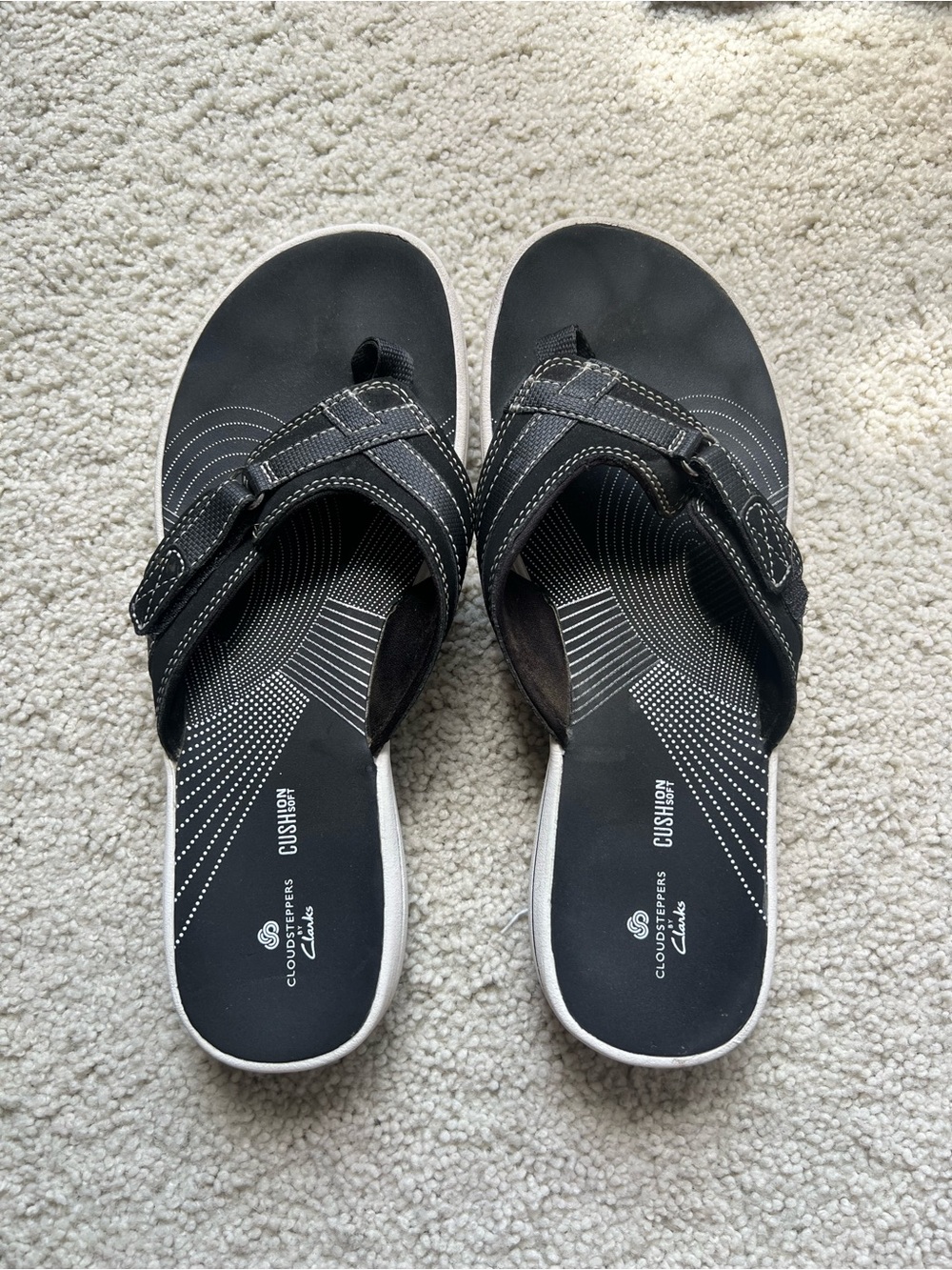 Clarks Black Women's Slip-On Cushioned Sandals